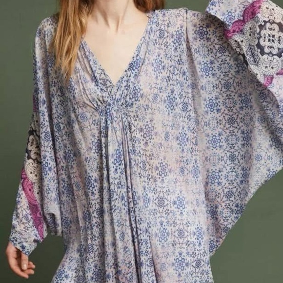 {Anthro} Floreat Georgette Poncho - Picture 2 of 4